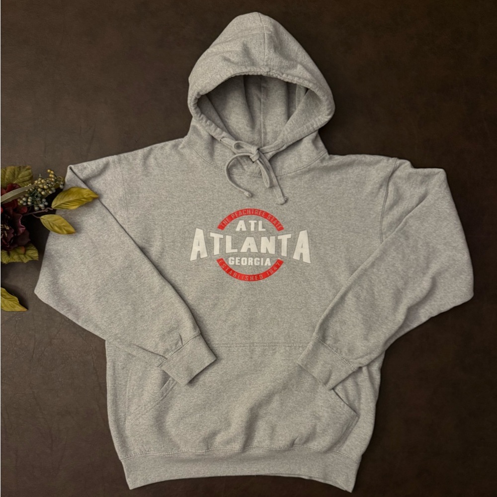 🍑ATL Atlanta, Georgia The Peach Tree State Grey Adult Unisex Hoodie; Size: M 🍑